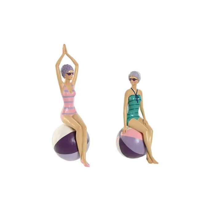 Decorative Figure Home ESPRIT Turquoise Lilac Mediterranean 12,5 x 9 x 26,5 cm (2 Units) - Декорация и Осветление<<<Дом