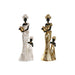 Decorative Figure Home ESPRIT White Black Golden African Woman 10 x 7 x 31 cm (2 Units) - Декорация и Осветление<<<Дом