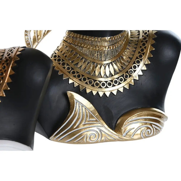 Decorative Figure Home ESPRIT White Black Golden African Woman 22 x 11 x 37 cm (2 Units) - Декорация и Осветление<<<Дом