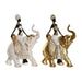 Decorative Figure Home ESPRIT White Black Golden Elephant African Woman 21 x 11 x 32 cm (2 Units) - Декорация и