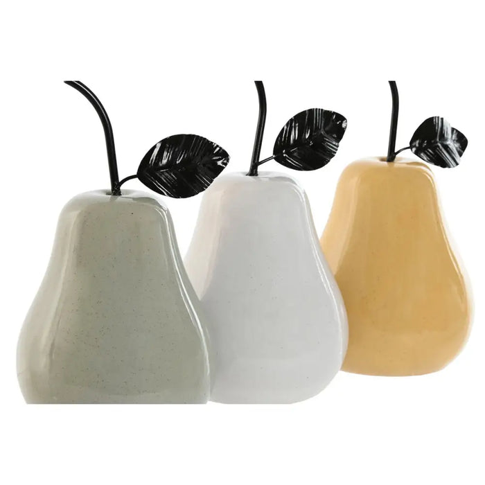 Decorative Figure Home ESPRIT White Green Mustard Modern Pear 11 x 11 x 19 cm (3 Units) - Декорация и Осветление<<<Дом