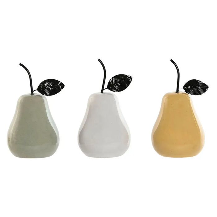 Decorative Figure Home ESPRIT White Green Mustard Modern Pear 11 x 11 x 19 cm (3 Units) - Декорация и Осветление<<<Дом