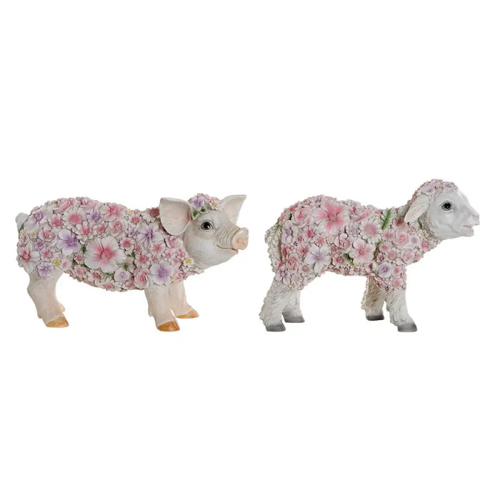 Decorative Figure Home ESPRIT White Multicolour Flowers 34 X 13,5 X 18,5 cm (2 Units) - Декорация и Осветление<<<Дом