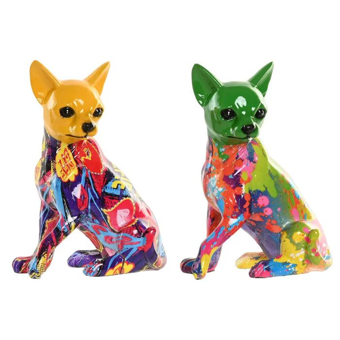 Decorative Figure Home ESPRIT Yellow Green Multicolour Dog 12 x 9 x 17 cm (2 Units) - Декорация и Осветление<<<Дом