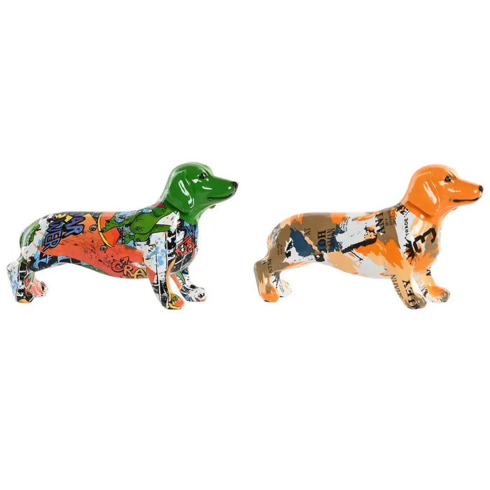 Decorative Figure Home ESPRIT Yellow Green Multicolour Dog 20 X 6 X 11,5 CM (2 Units) - Декорация и Осветление<<<Дом