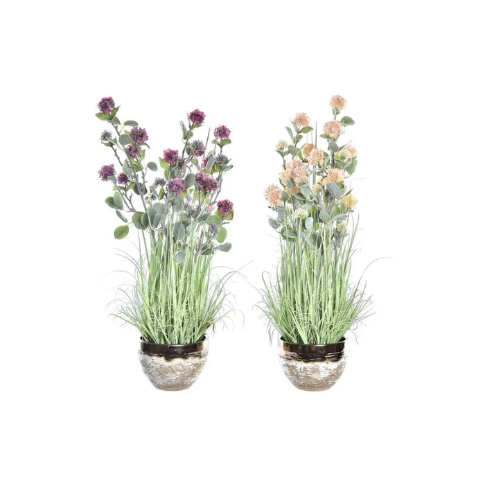 Decorative Plant DKD Home Decor Vase 20 x 20 x 78 cm Porcelain Pink PVC (2 Units) - Декорация и Осветление<<<Дом