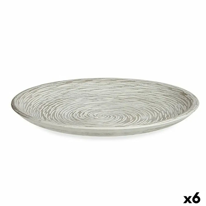 Decorative Plate Gift Decor White Spiral 29,5 x 2,7 x 29,5 cm 29,5 x 3,3 x 29,5 cm Ø 29 cm (6 Units) - Декорация и