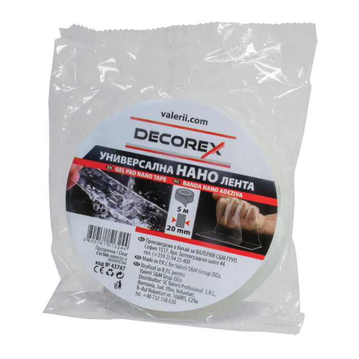 NANO TAPE DOUBLE ADHESIVE COLORLESS 20 MM X 5 M DECOREX