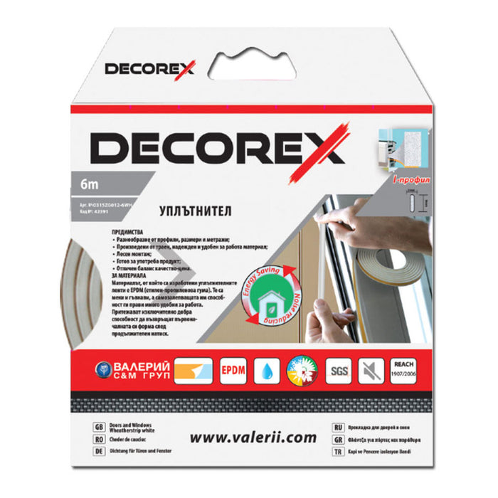 RUBBER SEAL I-PROFILE WHITE 6 M/2 MM DECOREX