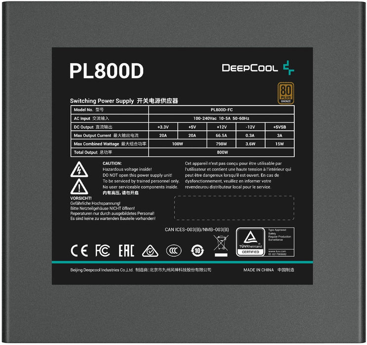 DeepCool PL800D power supply unit 800 W 20+4 pin ATX ATX Black