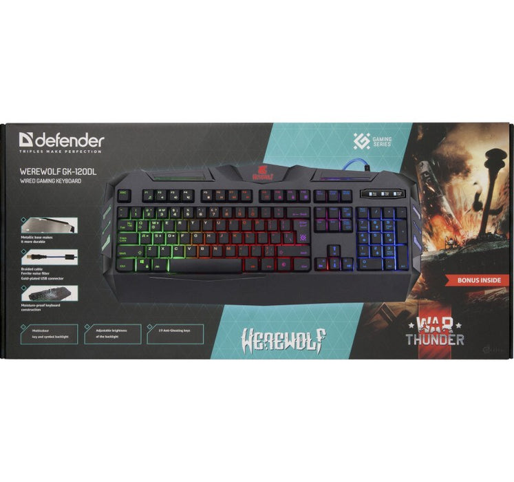 Gaming Keyboard membrane wired DEFENDER WEREWOLF GK-120DL