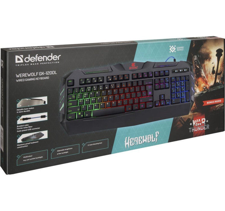 Gaming Keyboard membrane wired DEFENDER WEREWOLF GK-120DL