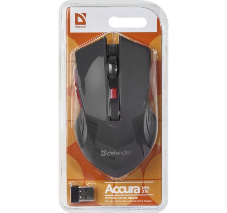 MOUSE DEFENDER ACCURA MM-275 RF BLACK & RED OPTICAL 1600DPI 6P