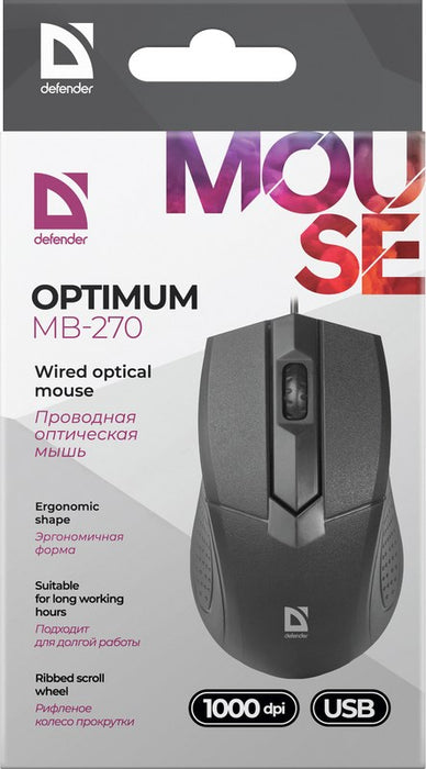 Defender Optimum MB-270 mouse Office Right-hand USB Type-A Optical 1000 DPI