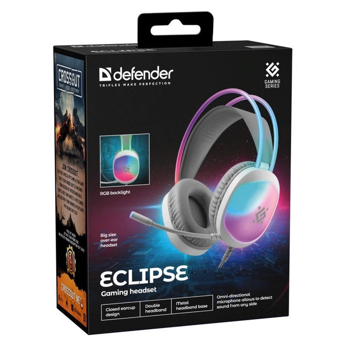 Defender Eclipse RGB gaming headset white 62440