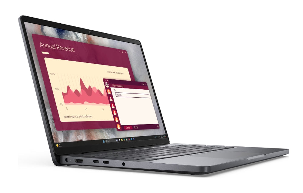 Dell Pro 14 PC14250, Intel Core  7 150U (12 MB cache, 10 cores, up to 5.4 GHz), 14" FHD+(1920x1200) IPS, 300nits AG, 16 GB: 1 x 16 GB, DDR5, 5600 MT/s, 512 GB SSD, Intel graphics, FHD HDR IR Cam and Mic, Wi-Fi 6E, FPR, Backlit Kb, Win 11 pro, Magnetite