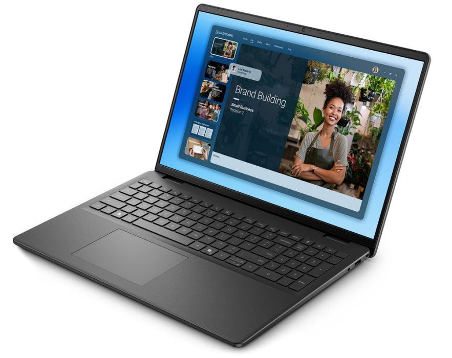Dell 16 DC16250, Intel Core 5 120U (10 cores, up to 5.0 GHz), 16.0" FHD+(1920x1200) AG, 300nits, 16GB, 2x8GB, DDR5, 5200 MT/s, 1TB M.2 PCIe, Intel Graphics, Cam, FPR, Wi-Fi 6, Backlit Kb, Ubuntu, Carbon Black, 3Y PS