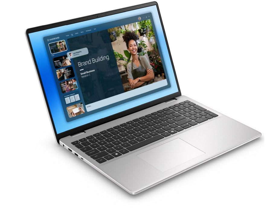 Dell 16 DC16251, Intel Core 7 150U (10 cores, up to 5.4 GHz), 16.0" FHD+(1920x1200) AG 300nits, 16GB, 2x8GB, DDR5, 5200 MT/s, 512GB M.2 PCIe, Intel Graphics, Cam, FPR, Wi-Fi 6E, Backlit Kb, Ubuntu, Silver, Aluminium, 3Y PS