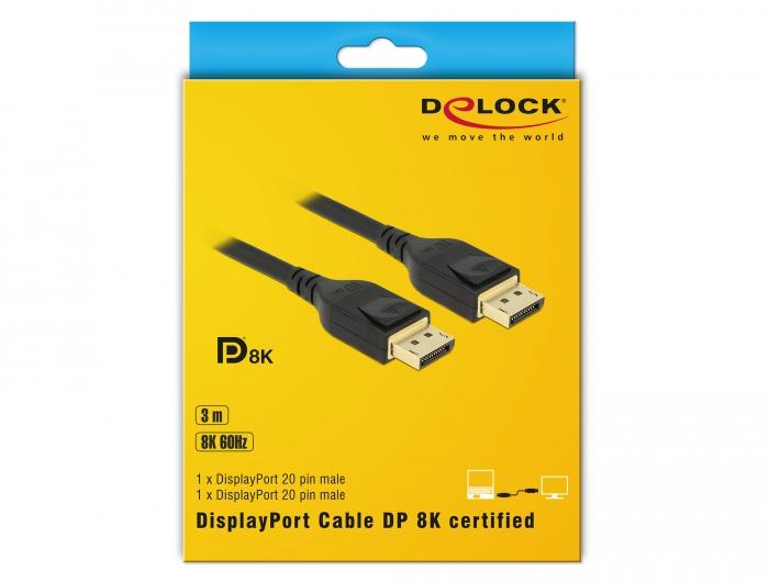 Delock cable DisplayPort male - DisplayPort male 3.0m 8K 60 Hz Black - PC кабели<<<Кабели<<<ValiAPI