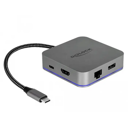 Delock docking station USB-A USB-C HDMI Gigabit LAN PD Backlight Gray - Аксесоари за лаптопи/таблети<<<Лаптопи таблети