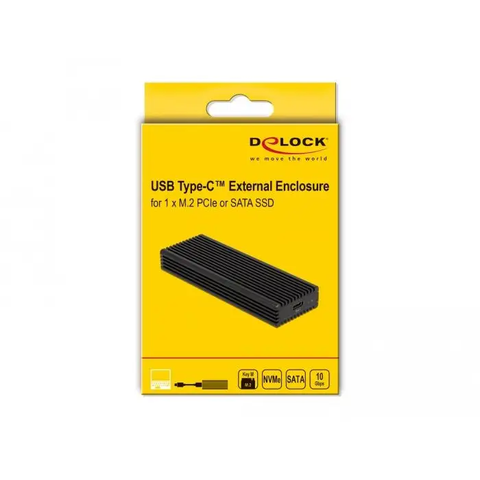 Delock external drawer for M.2 NVMe PCIe or SATA SSD USB-C 3.2 Gen 2 - Чекмеджета за дискове<<<Компютърни