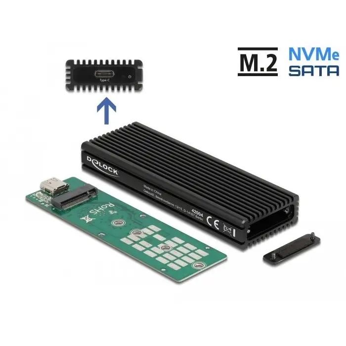 Delock external drawer for M.2 NVMe PCIe or SATA SSD USB-C 3.2 Gen 2 - Чекмеджета за дискове<<<Компютърни