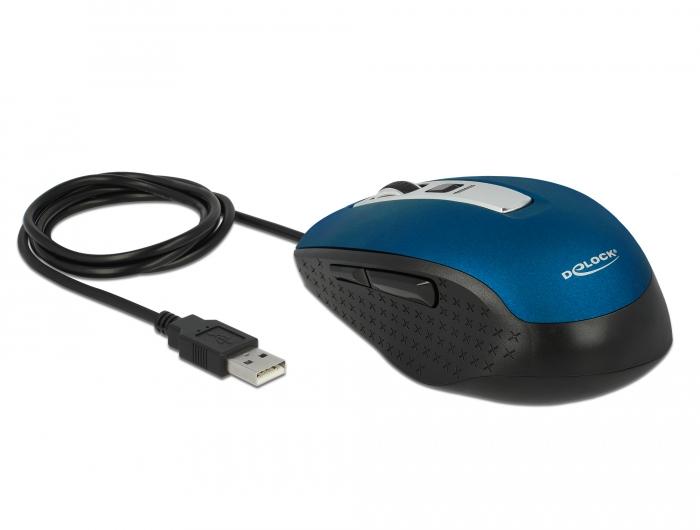 Optical mouse DeLock, USB-A, 5 buttons, Blue