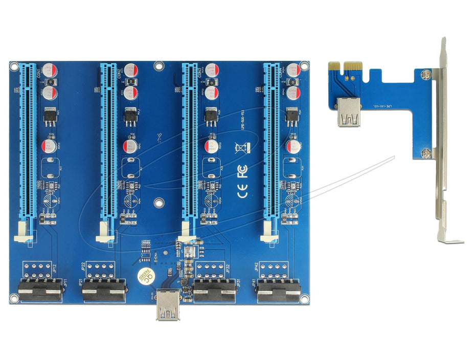 Converter Delock Riser Card PCI Express x1 > 4 x PCIe x16 with 60 cm USB cable