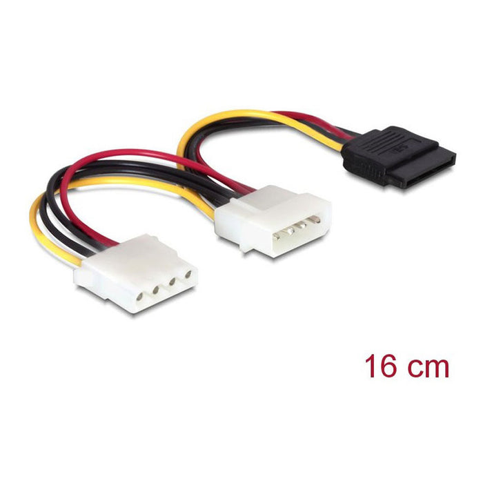 Cable DeLock Power 4 pin male to SATA 15 pin female + 4 pin female, 16.5 cm