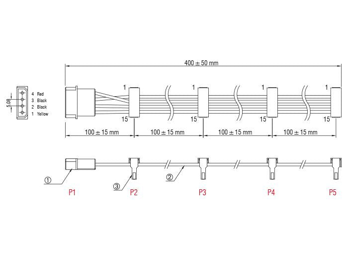 Cable Power Molex 4 Pin > 4 x SATA 15 Pin, 40cm
