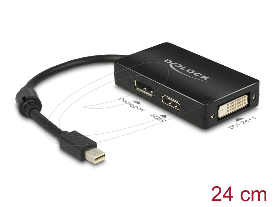 Delock Adapter mini DisplayPort 1.1 male to DisplayPort / HDMI / DVI female black