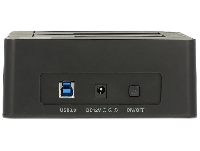 External docking station Delock 62661, for 2.5"/3.5" HDD/SSD, USB 3.0, Clone function, Black