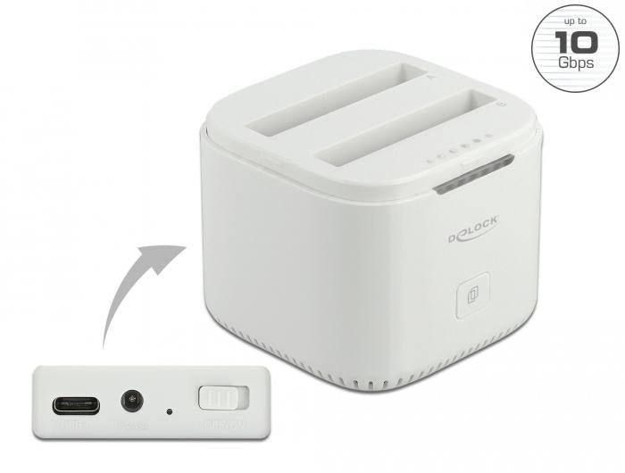 Delock USB-C station, For 2 x 2.5″ SATA HDD / SSD, Cloning