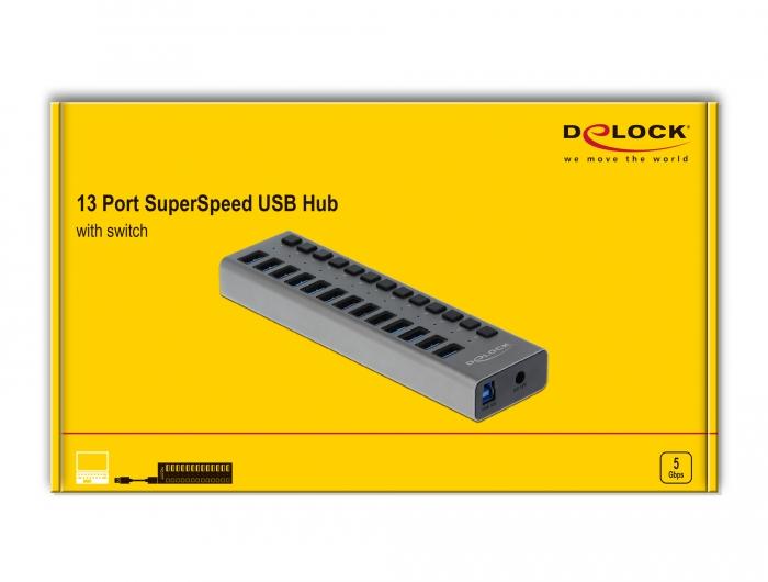 Delock USB hub, 13 x USB-A, DELOCK-63738