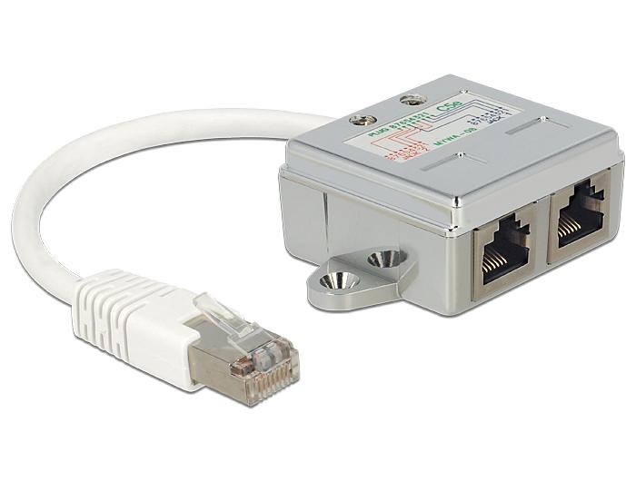 DeLock Port Doubler adapter, 1 x RJ45 plug - 2 x RJ45 jack (2 x Ethernet)