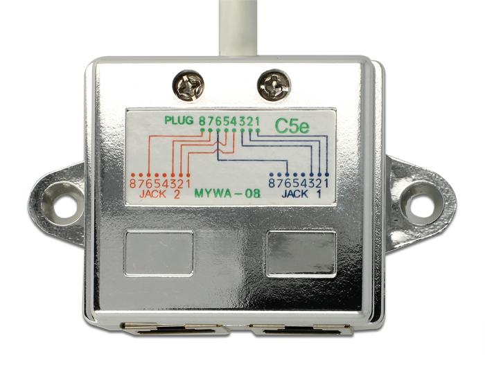 DeLock Port Doubler adapter, 1 x RJ45 plug - 2 x RJ45 jack (2 x Ethernet)
