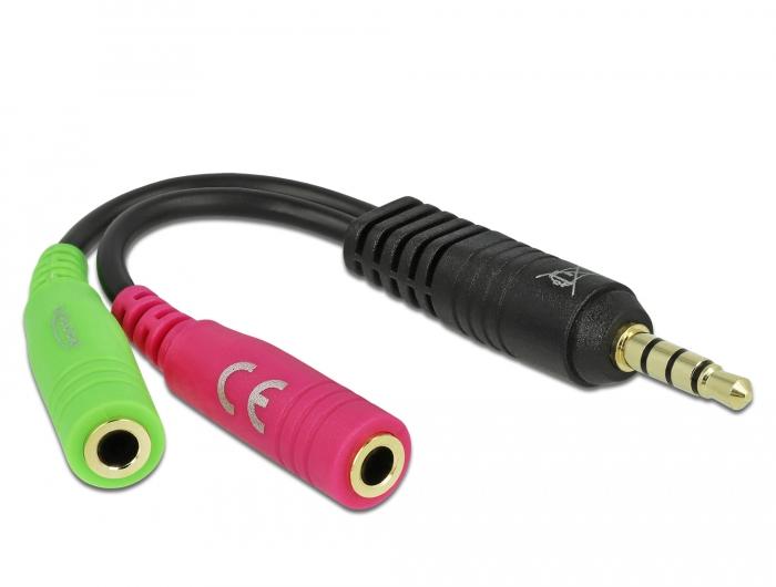 Audio splitter Delock, 3.5 mm jack male - 2 x 3.5 mm jack female, 10cm