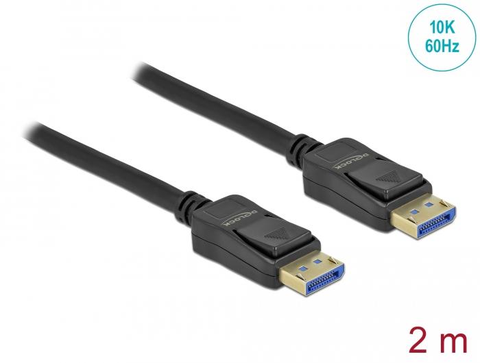 Cable Delock DisplayPort 2.0 male - DisplayPort male, 2.0m, 10K, Black