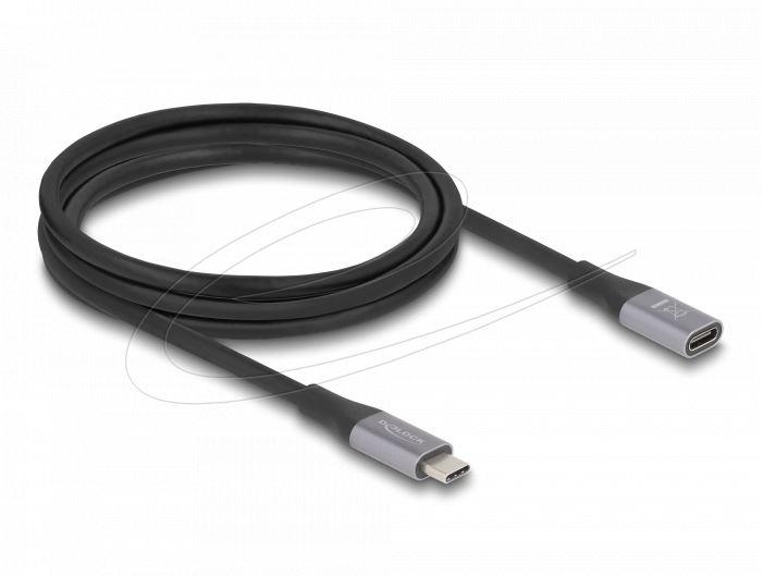 Delock Extension cable USB-C, 40 Gbps, PD 240W, 2 m, gray