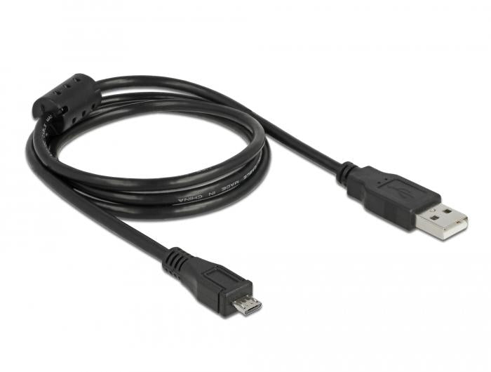 Cable DeLock, USB-A male - MicroUSB-B male, USB 2.0, 1 m, Black