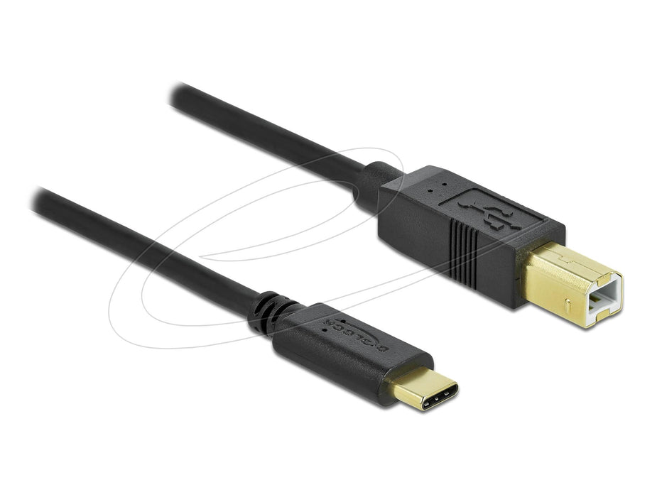 Delock Cable USB-C 2.0 male - USB-B male, 2 m, Black