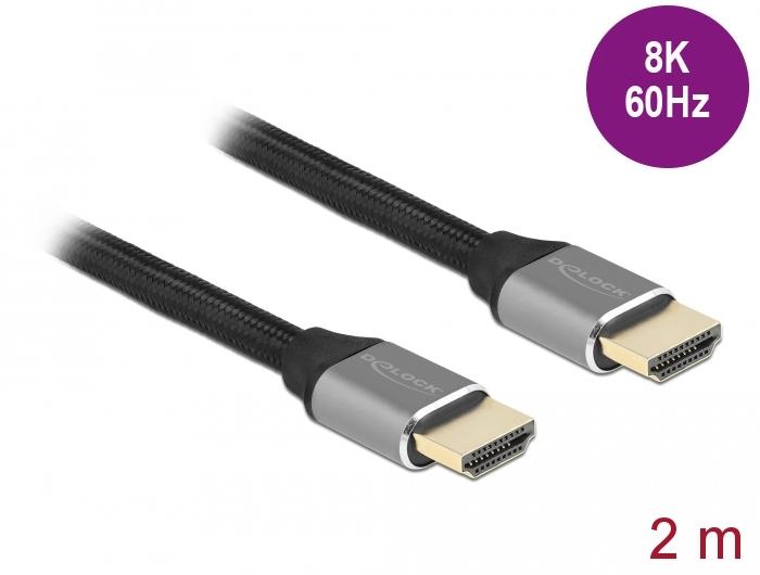 Cable Delock Ultra High Speed, HDMI male - HDMI male, 48 Gbit/s, 8K 60 Hz, 2 m, Gray