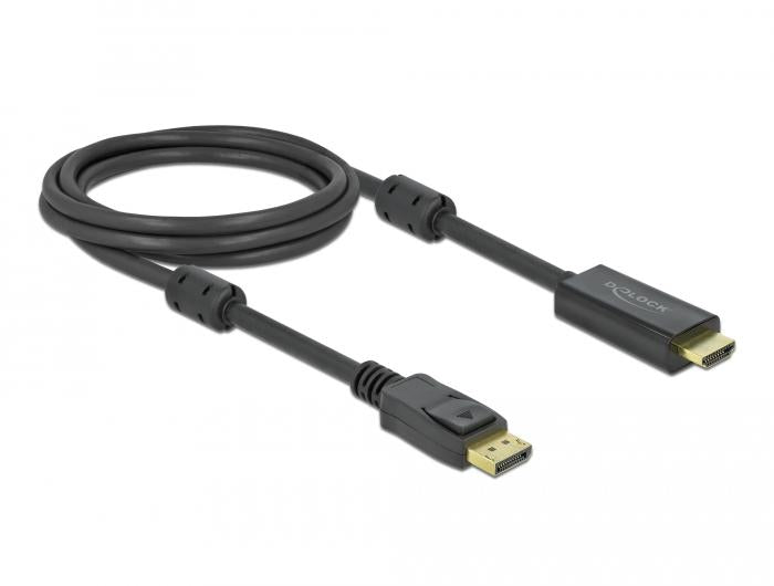Cable Delock DisplayPort male - HDMI male, 2 m., 4K 60Hz, Black