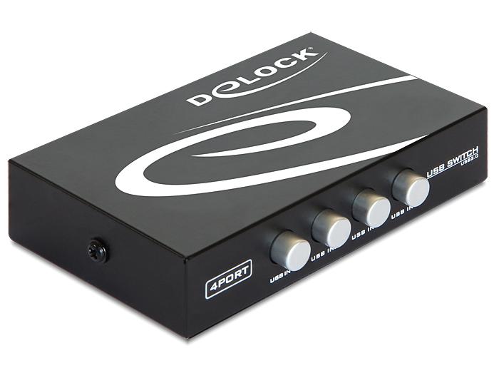 Switch Delock Manual, 4 x USB 2.0 ports, Black