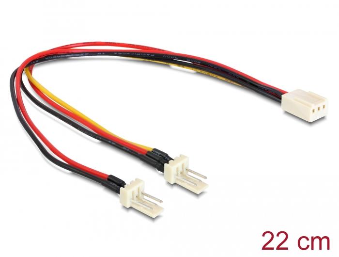 Cable DeLock Molex, 3 pin female - 2 x Molex 3 pin male (fan), 22 cm