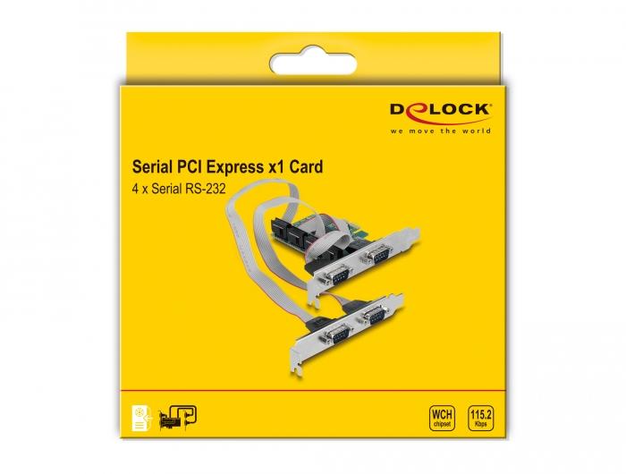 Delock slot expansion card, PCI Express Card to 4 x Serial RS-232