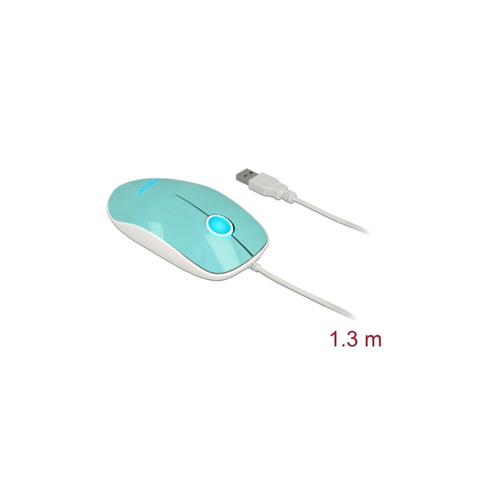 Optical mouse DeLock, USB-A, Cable 1.3 m, USB, 1200 dpi, Turquoise
