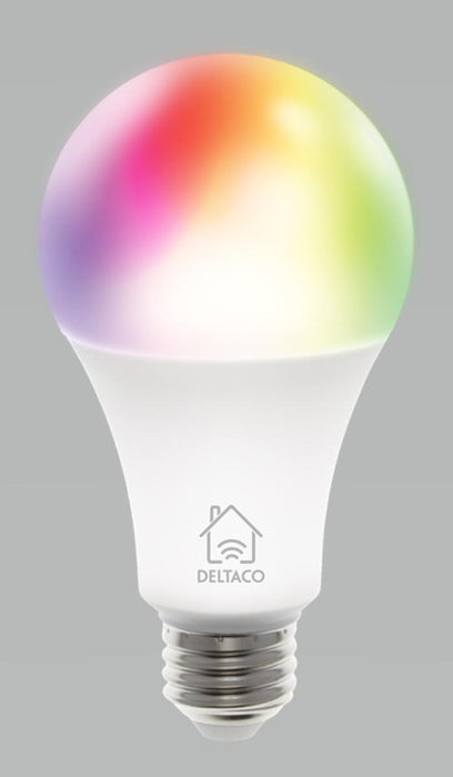 Smart RGB bulb DELTACO SH-LE27RGB, E27, WiFI 2.4GHz, 9W, 810lm, dimmable, White