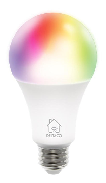 Smart RGB bulb DELTACO SH-LE27RGB, E27, WiFI 2.4GHz, 9W, 810lm, dimmable, White