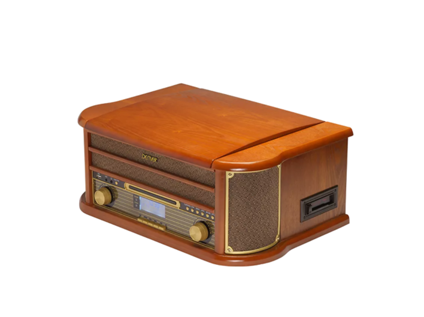 DENVER Retro wooden turntable and cassette player with DAB, MRD-51 BROWN
